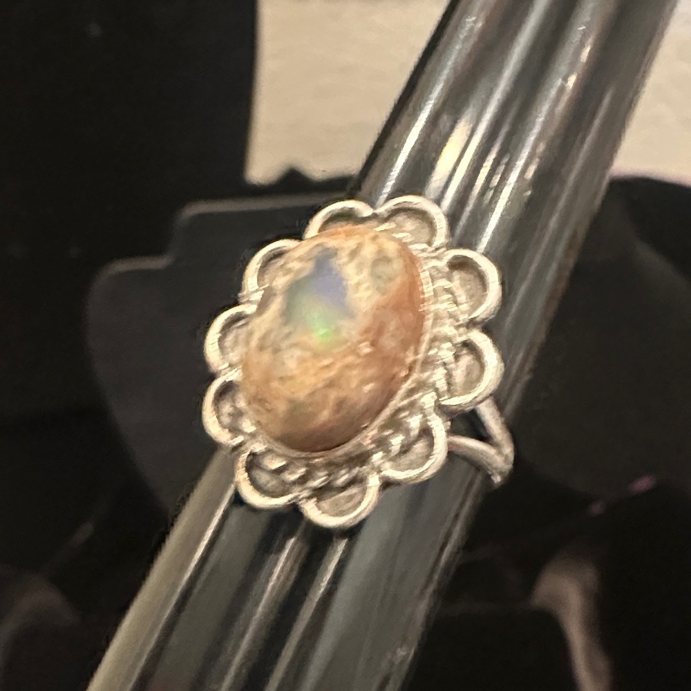 Vintage Mexico Sterling Silver Ring with Cantera/Leopard Opal - Picture 6 of 7